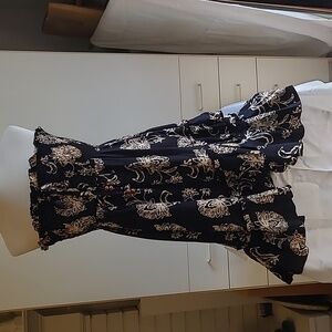 Santiki sundress, medium, black with cream flowers.